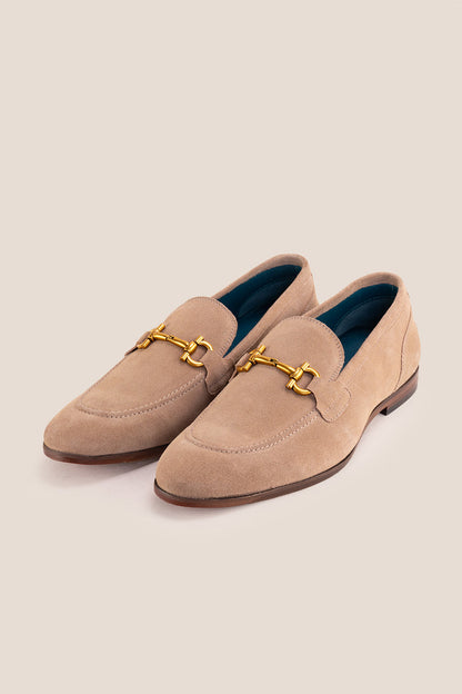 Horsebit men's Sand Suede Premium Loafers by Oswin Hyde with contemporary design and comfort.