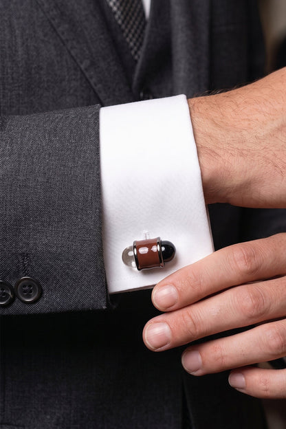 Rex Brown men’s cufflinks – classic formal cufflinks for men, ideal for business and special occasions.