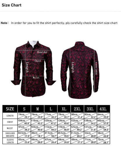 Simon.Von Red Solid Silk Men's Long Sleeve Shirt- CY-0520 - SimonVon Shop