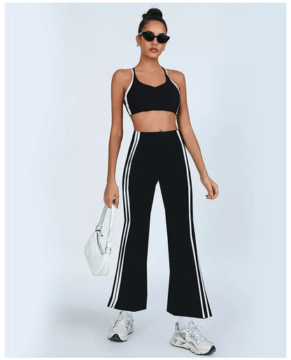 SPARK Color Blocking Criss-cross Back Yoga Two-piece Set PBD70