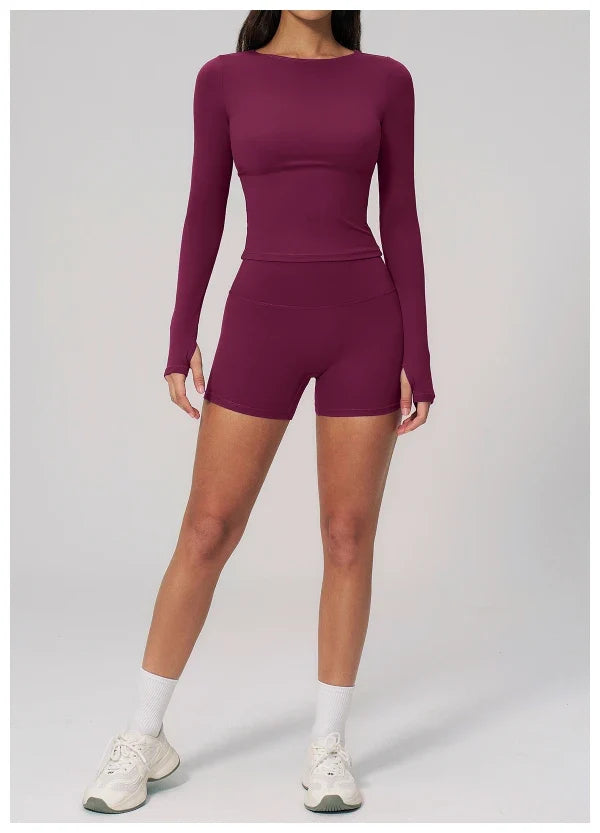 SPARK Summer Buttery-Soft Brushed Yoga Fitness Long Sleeve Yoga Top ZC2551