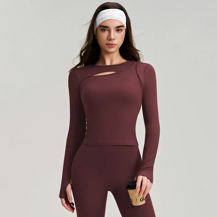 SPARK Women's Front Cut-Out Long Sleeve Top RQ557