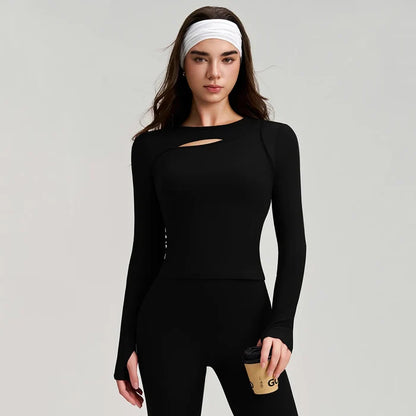 SPARK Women's Front Cut-Out Long Sleeve Top RQ557