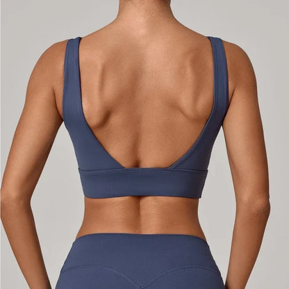SPARK Women's Wide Hem High Support Open Back Yoga Bra QS25010