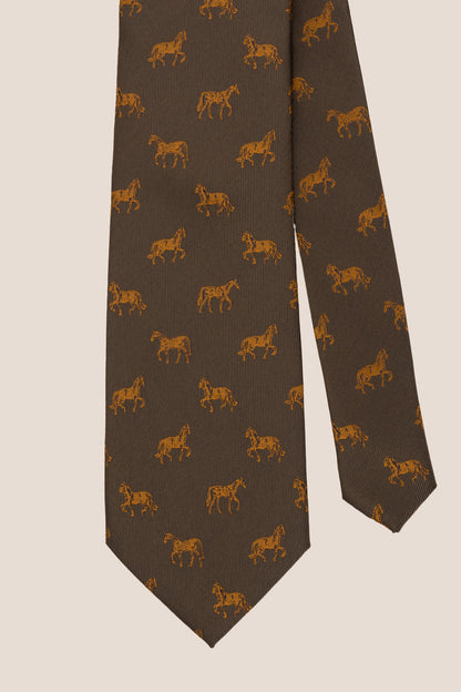 Stallion Deep Green tie with striking stallion print, perfect for weddings, formal events, and office wear.