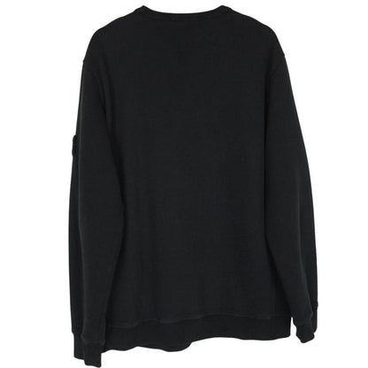 Stone Island black cotton sweatshirt with embroidered compass logo and ribbed cuffs.