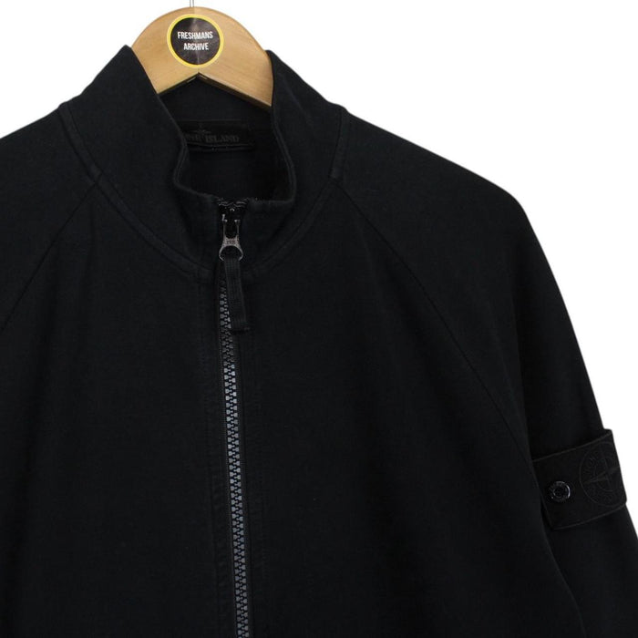 Stone Island Ghost AW 2017 Black Full Zip Resin Cotton Sweatshirt Jumper