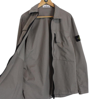 Stone Island SS 2024 Grey Full Zip Cotton Overshirt Jacket