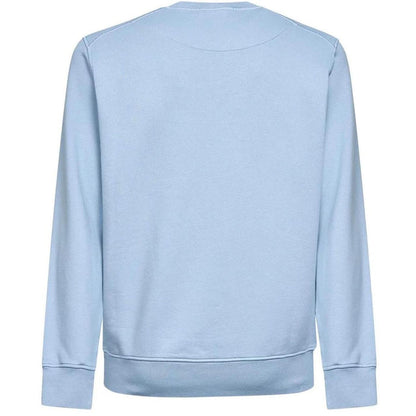 Stone Island blue cotton crew neck sweatshirt with embroidered compass logo and tags.