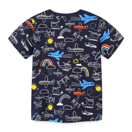 Summer Boys Round Neck Print T-Shirt | Children's Cotton T-Shirt