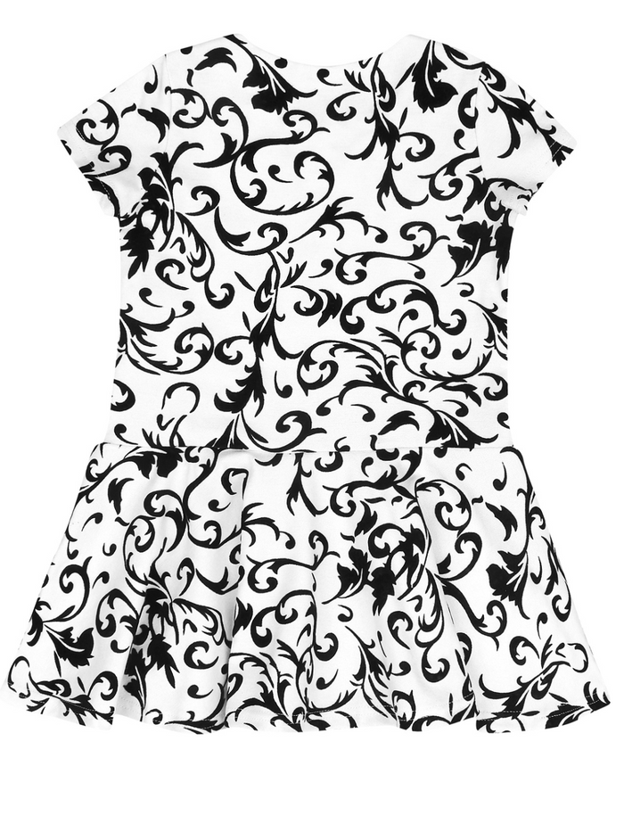 Kids Couture x Mia Belle Girls White Black Velvet Brocade Vine Dress
