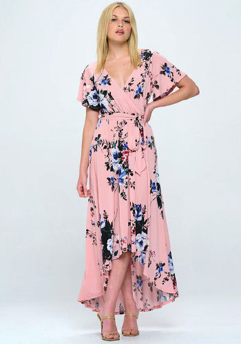 Summer in Spain Hi Lo Dress in Pink