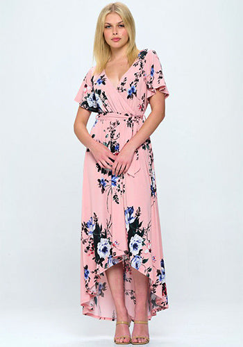 Summer in Spain Hi Lo Dress in Pink