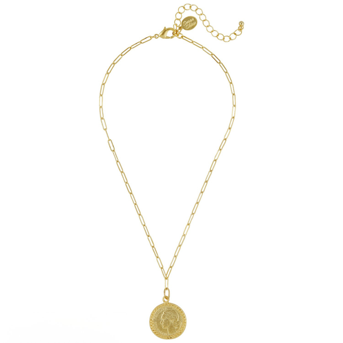 Susan Shaw Dainty 24KT Gold Plated Coin Necklace