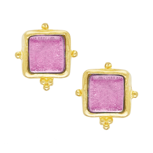 Susan Shaw Handcast French Glass Earring in Pink