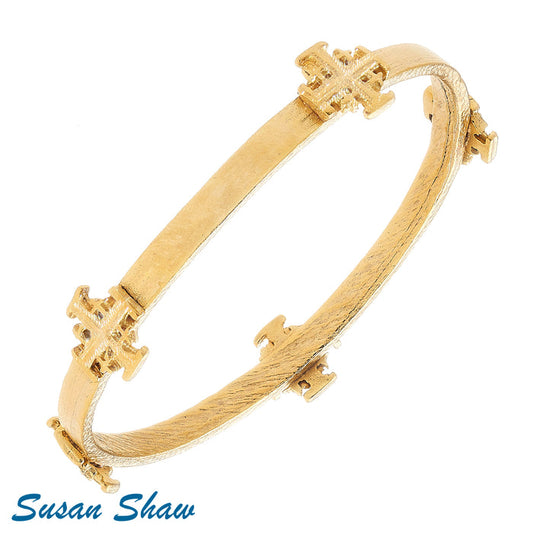 Susan Shaw Handcast Gold Cross Bangle