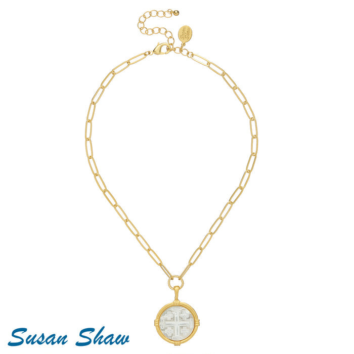 Susan Shaw Ida Jerusalem Cross Paperclip Necklace