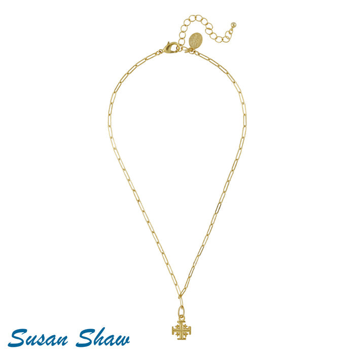 Susan Shaw Jerusalem Cross Paperclip Necklace