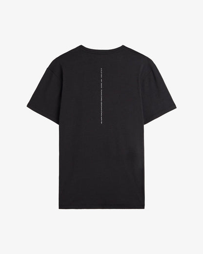 A back view of The Athlétique Tee in black, laid flat on a white background. The image highlights the relaxed fit and the vertical Athlétique text printed down the center of the back.