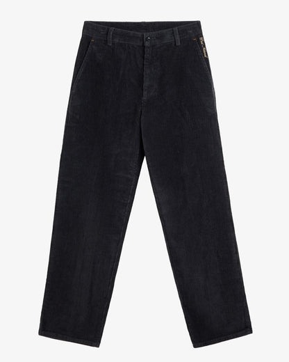 A front view of The CÔTELÉ Corduroy Straight Pants in anthracite grey, laid flat on a light background. The image highlights the straight leg fit, the corduroy texture, and the c'est normal logo stitching at the left hip.