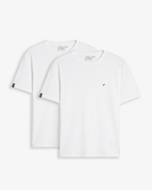 The Forever T-shirt 2-Pack in white — set of two crewneck tees with small chest logos