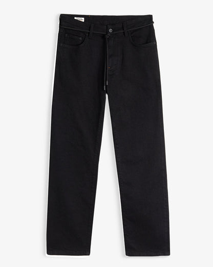 The Jeans Relaxed Straight Fit in Jet Black — front view showing the straight leg silhouette