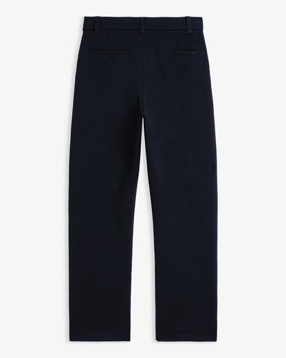 The Proper Pant Classic Straight Fit in navy — laid flat showing the back pockets