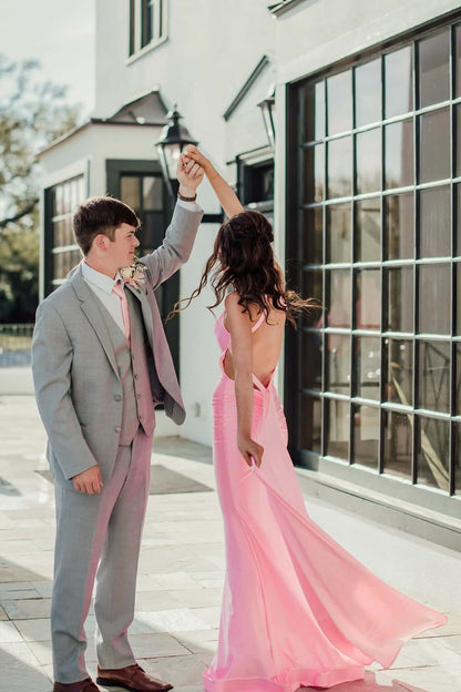 V-neck Yellow Mermaid Long Dress with Train