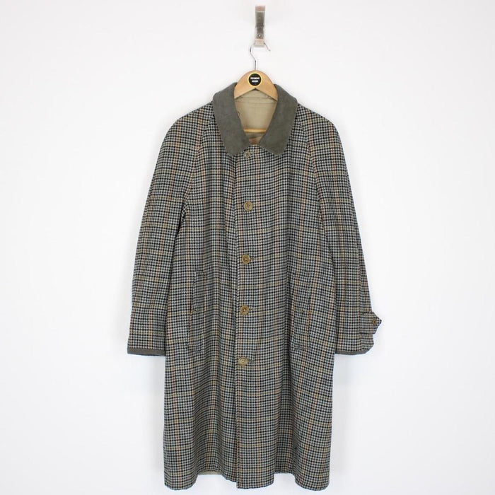 Vintage 80s Burberry Beige and Green Single Breasted Reversible Trench Coat