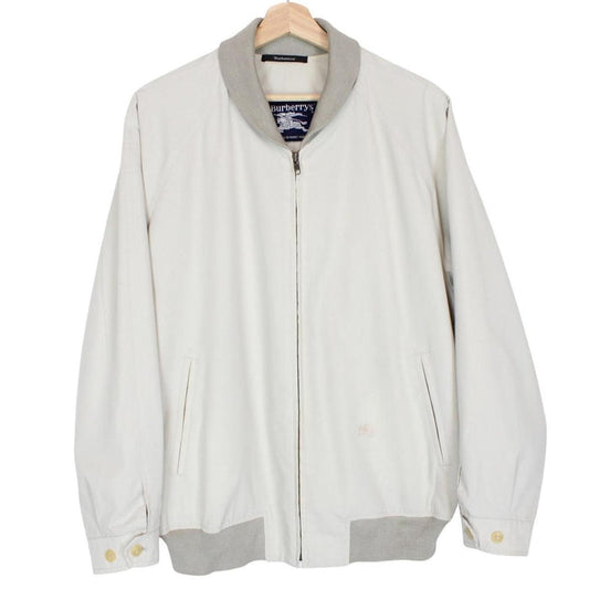 Vintage 90s Burberry Beige Cotton Blend Bomber Jacket
