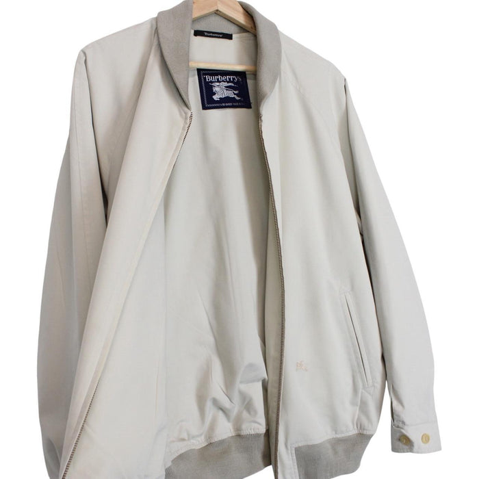 Vintage 90s Burberry Beige Cotton Blend Bomber Jacket