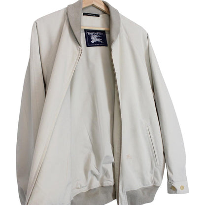 Vintage 90s Burberry Beige Cotton Blend Bomber Jacket