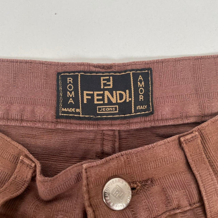 Vintage 90s Fendi Brown Zucca Monogram High Waisted Trousers