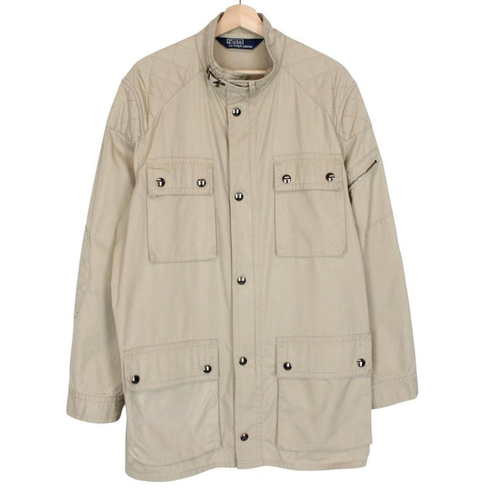 Vintage Polo Ralph Lauren Beige Full Zip Military Multi Pocket Jacket
