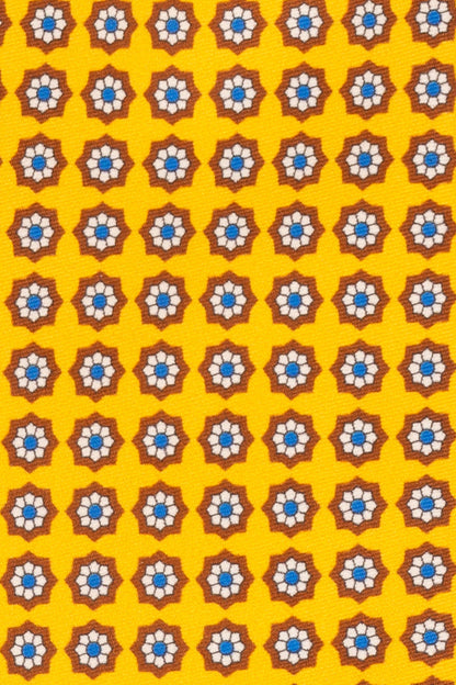Yellow Floral Print Silk Tie with elegant design, adding sophistication and luxury to formal occasions.