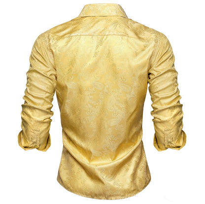 Yellow Golden Paisley Shirt- CY-1035 - SimonVon Shop